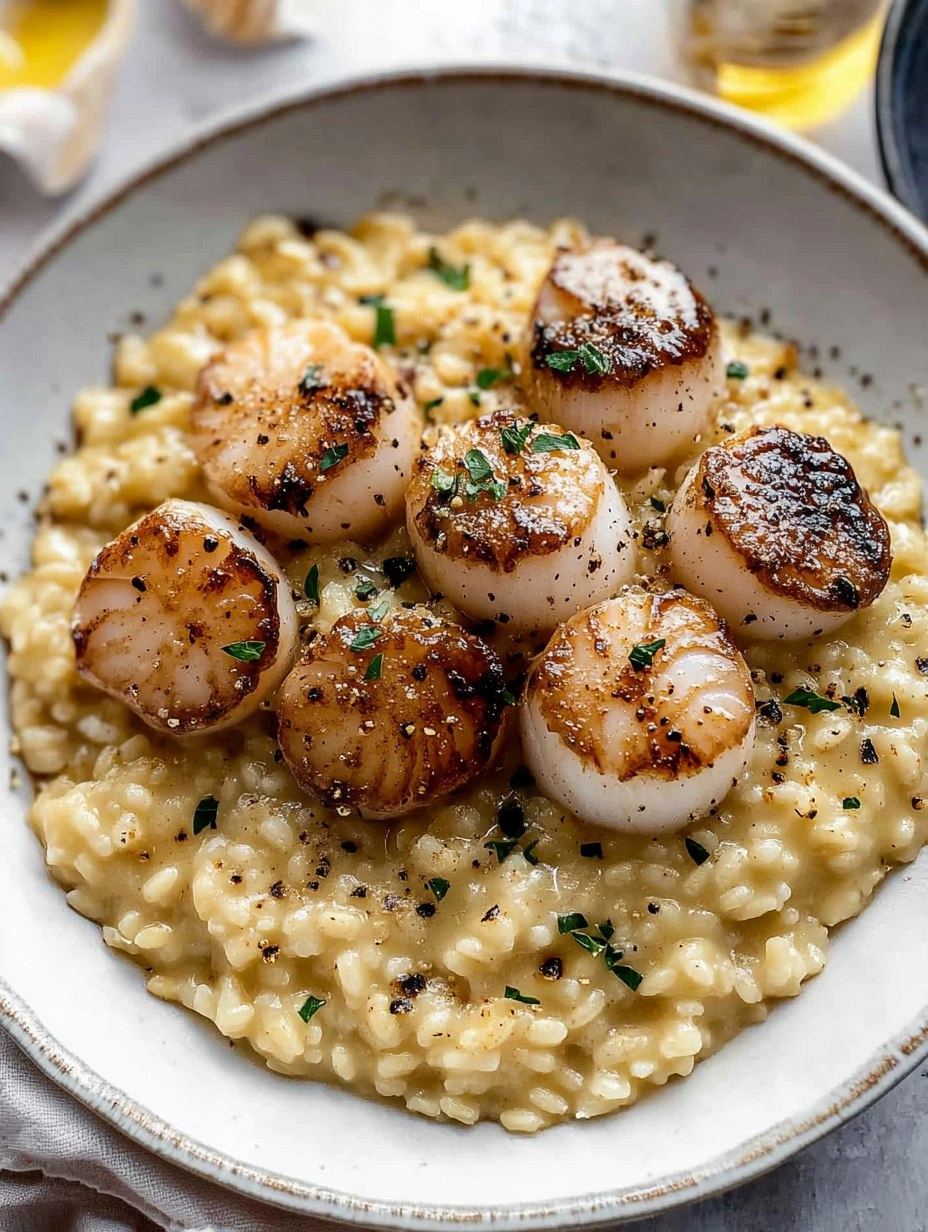 Champagne Risotto with Brown Butter Scallops