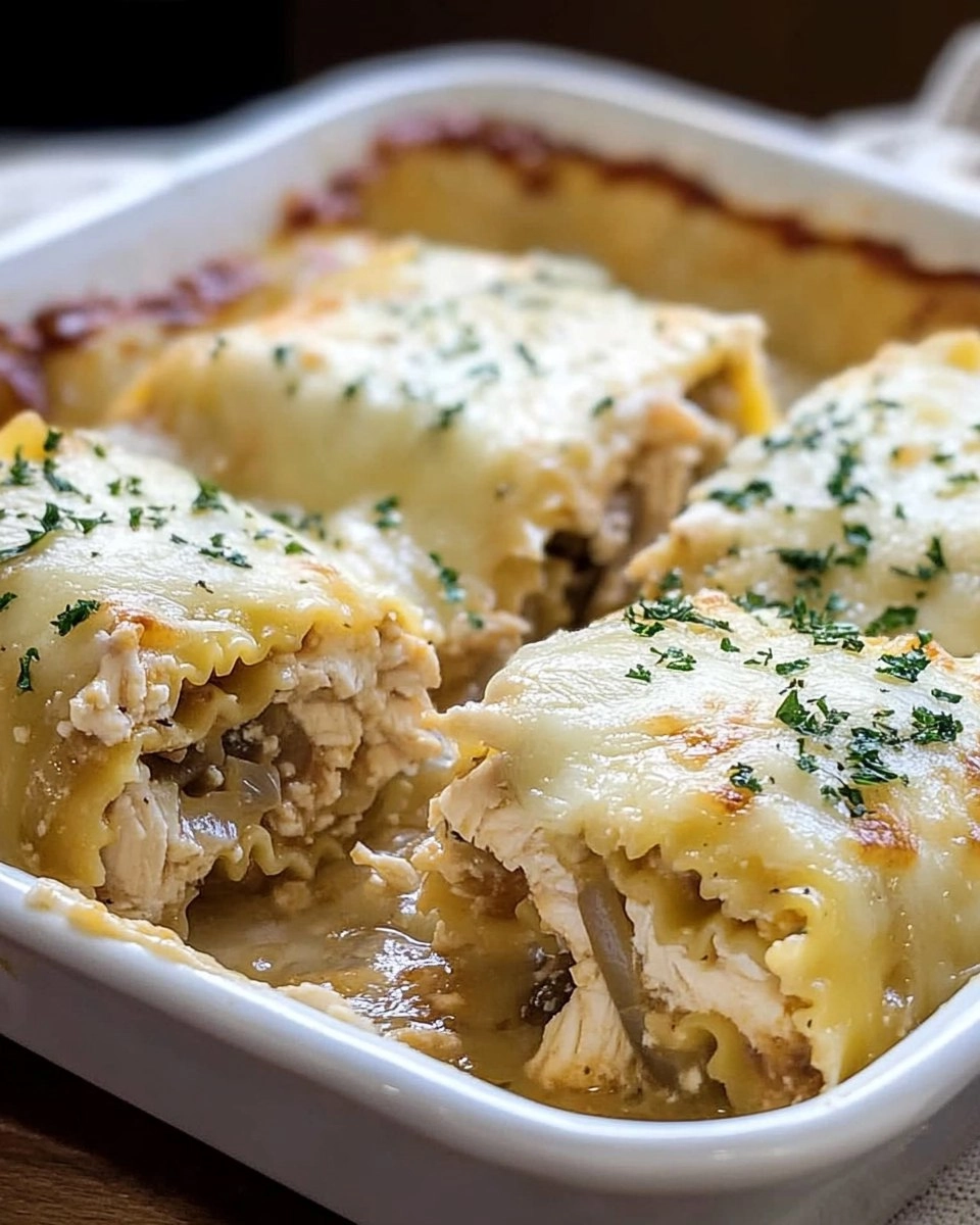 French Onion Chicken Lasagna Rollups 165 French Onion Chicken Lasagna Rollups