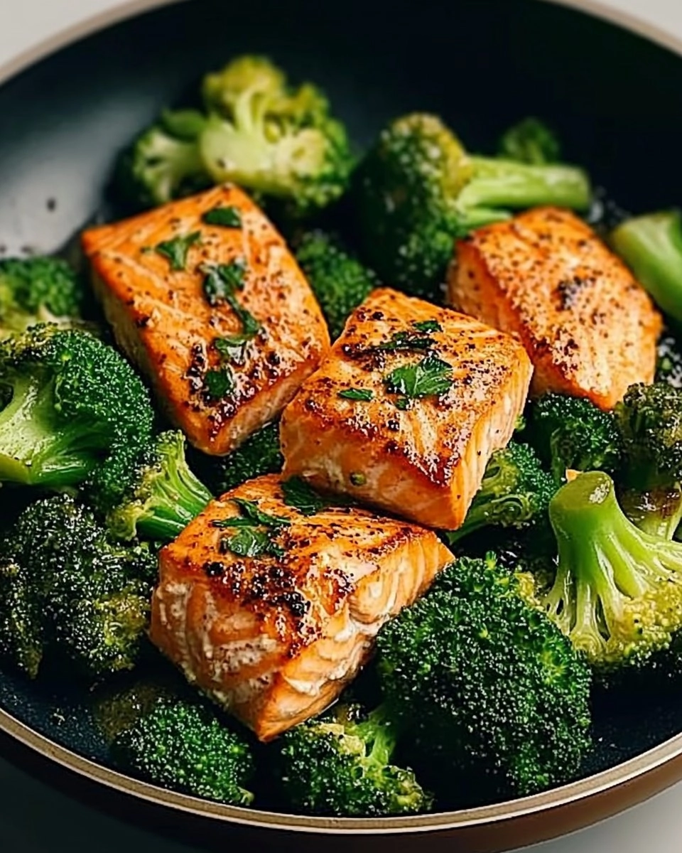One-Skillet Garlicky Salmon & Broccoli