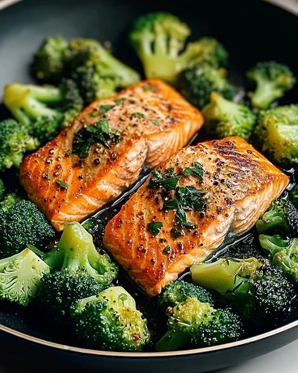 One-Skillet Garlicky Salmon & Broccoli