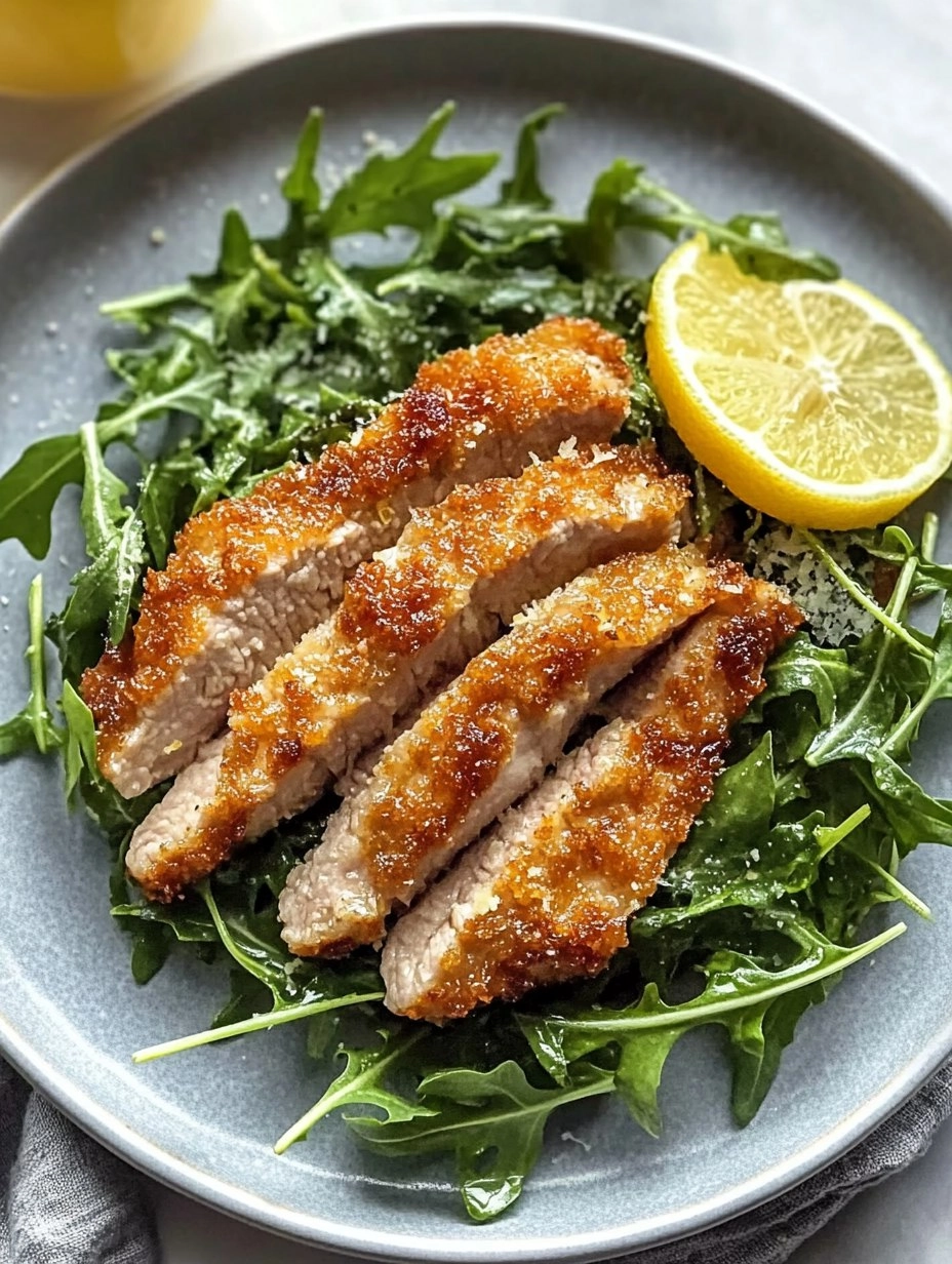 Pork Milanese with Lemon Parmesan Arugula