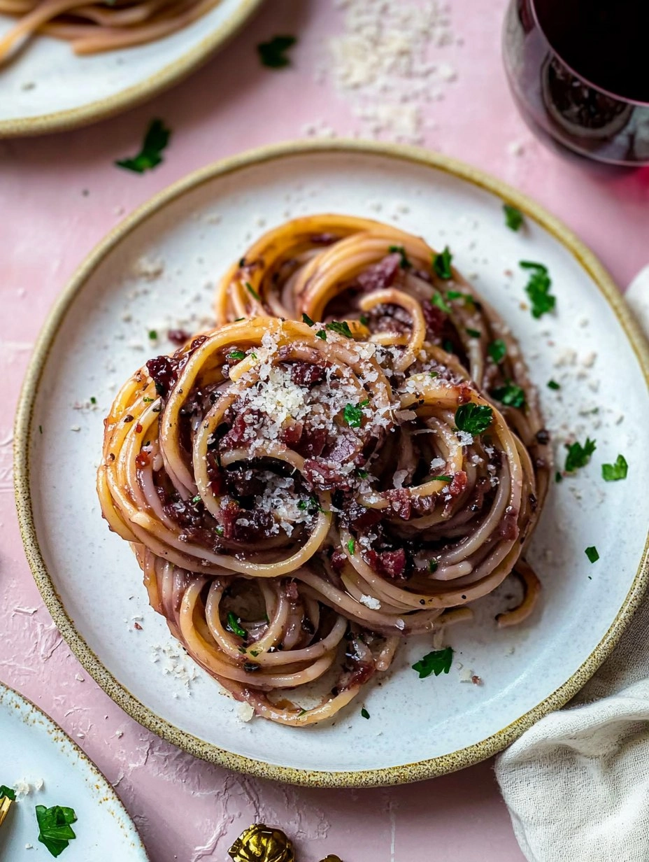 Red Wine Bucatini with Pancetta 86 Red Wine Bucatini with Pancetta