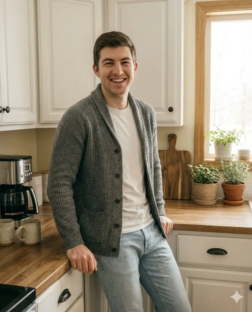 About Us - Peter's 5mindish 1 Peter cooking in the kitchen