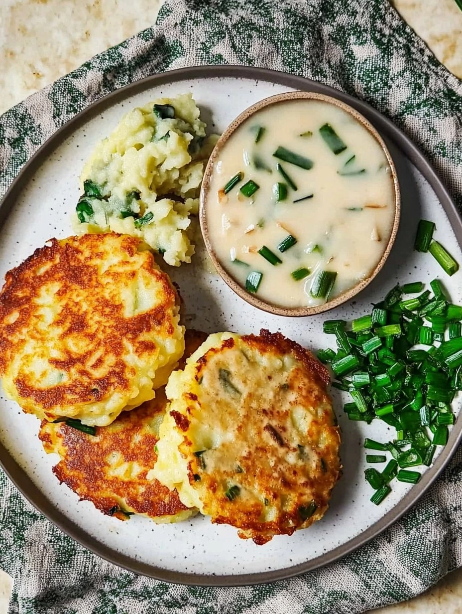Cheesy Colcannon Potato Cakes with Scallions