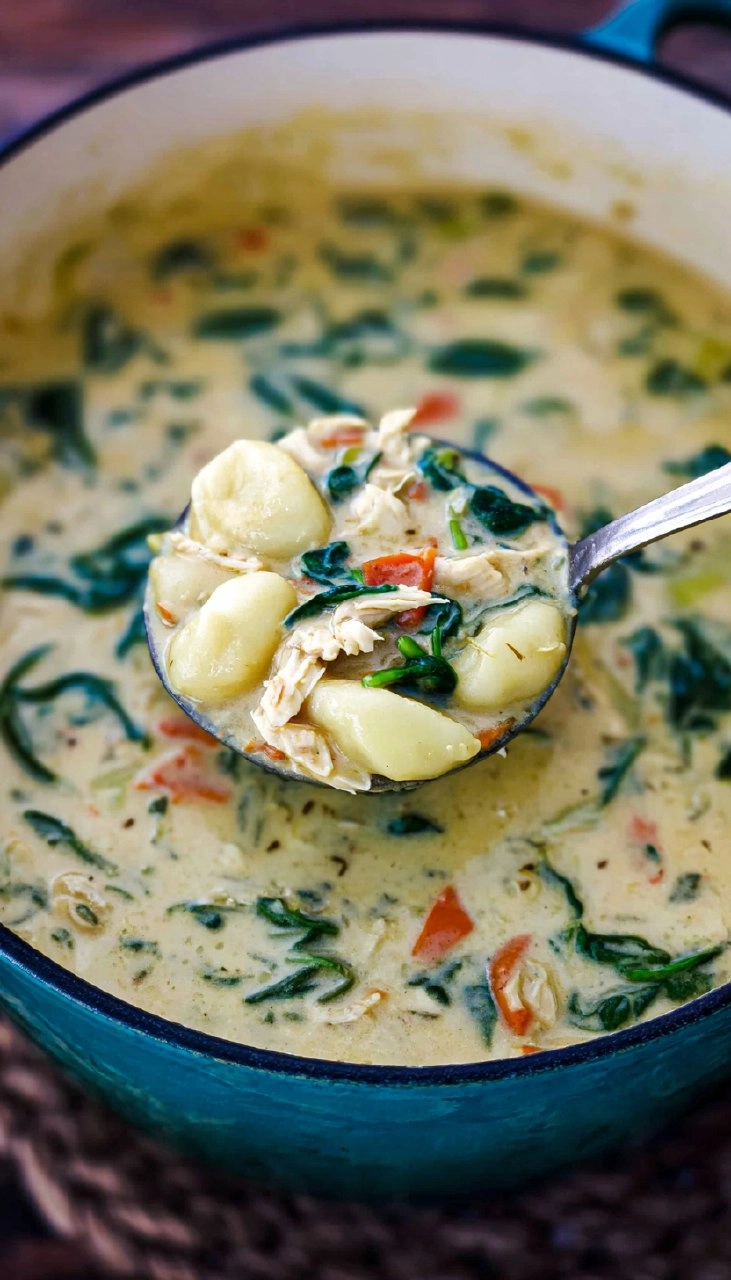Creamy Chicken & Gnocchi Soup with Spinach