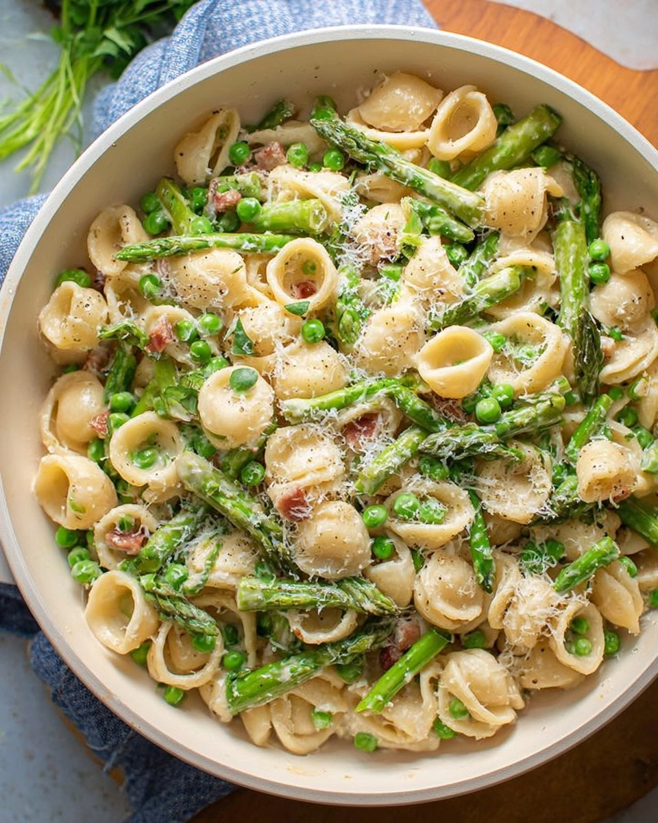 Creamy Lemon Asparagus Pasta with Peas & Parmesan