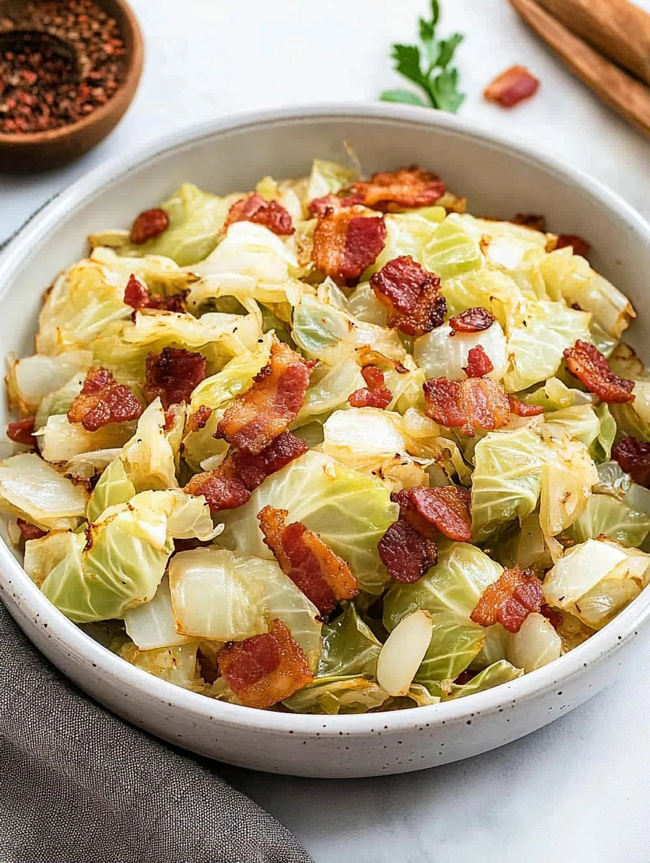 Crispy Pan-Fried Cabbage with Bacon & Onions