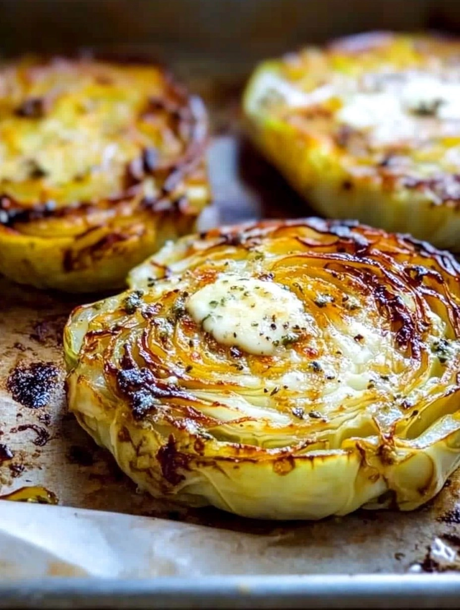Crispy Roasted Parmesan Cabbage Steaks with Garlic Herb Butter 96 Crispy Roasted Parmesan Cabbage Steaks with Garlic Herb Butter