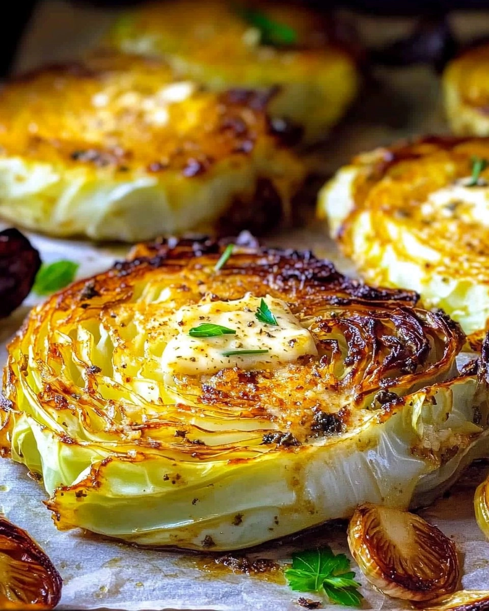 Crispy Roasted Parmesan Cabbage Steaks with Garlic Herb Butter 97 Crispy Roasted Parmesan Cabbage Steaks with Garlic Herb Butter