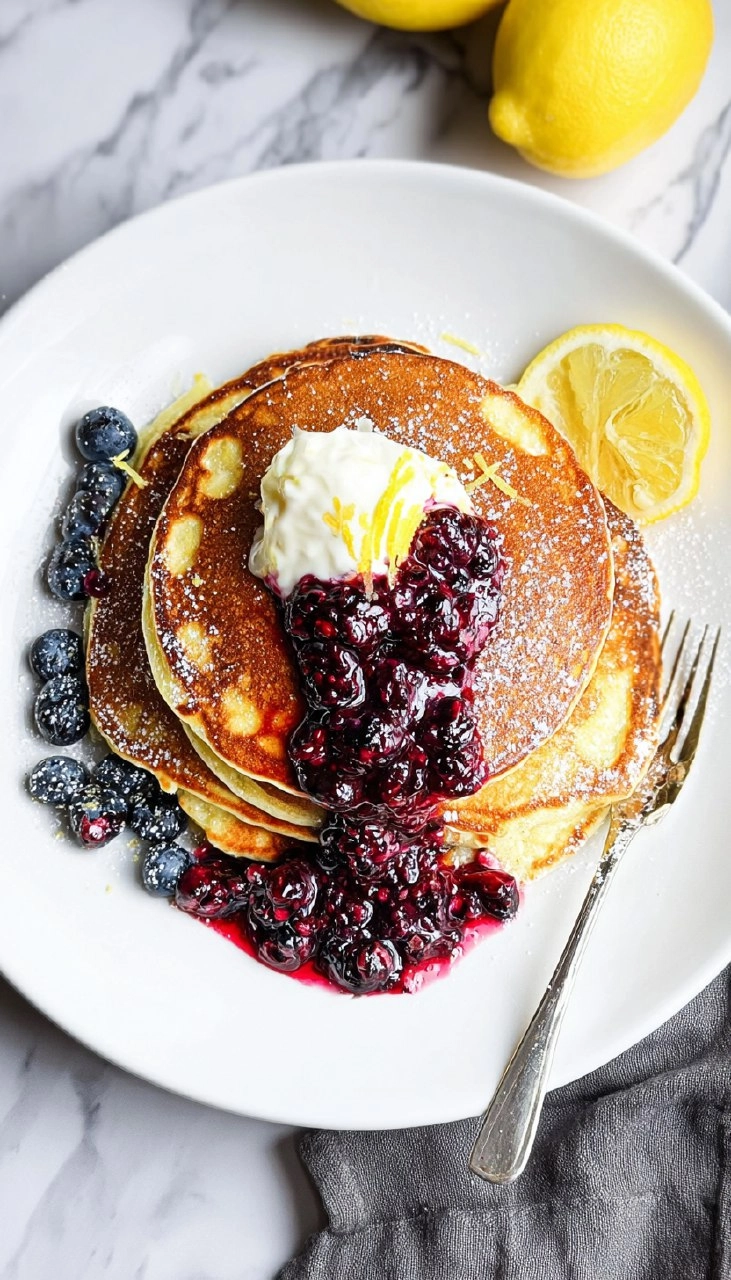 Lemon Ricotta Pancakes with Warm Berry Compote