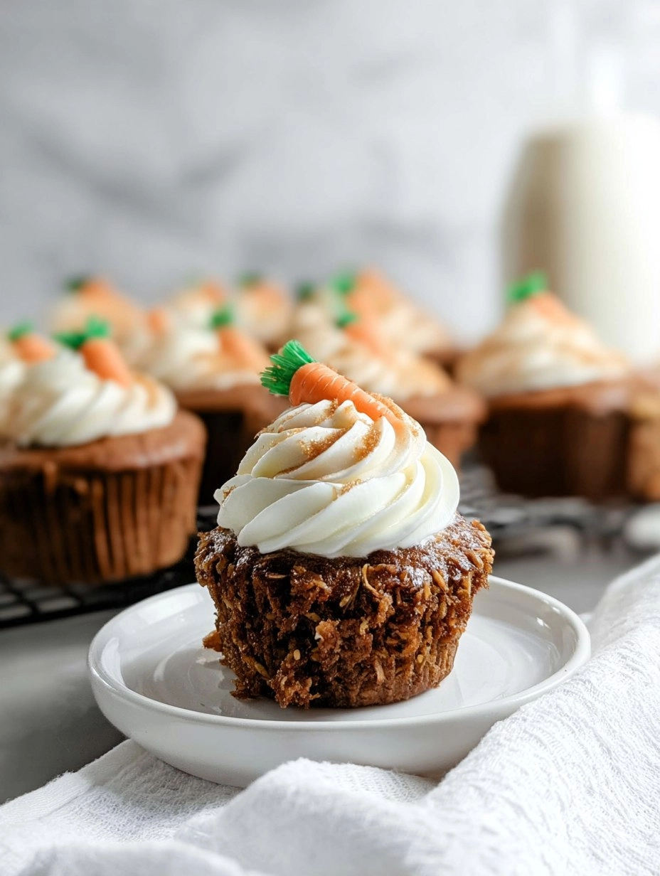 Moist Carrot Cupcakes with Cream Cheese Swirl