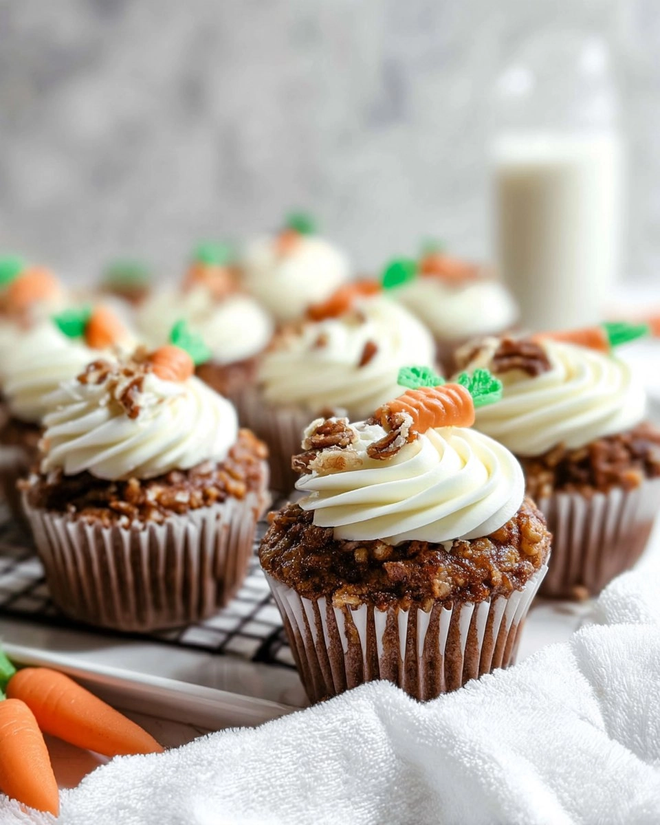 Moist Carrot Cupcakes with Cream Cheese Swirl