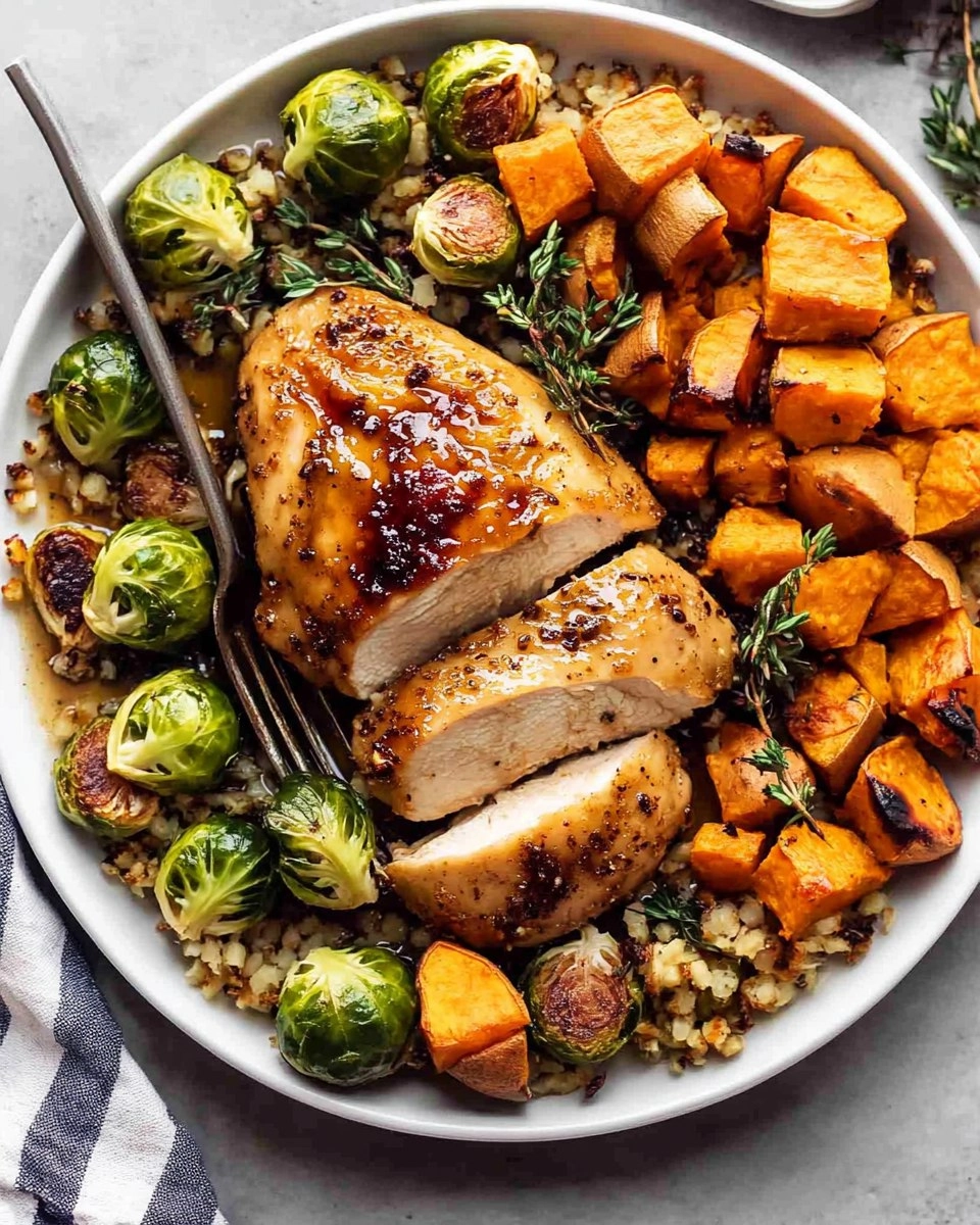 Sheet-Pan Maple Dijon Chicken with Brussels Sprouts & Sweet Potatoes 102 Sheet-Pan Maple Dijon Chicken with Brussels Sprouts & Sweet Potatoes