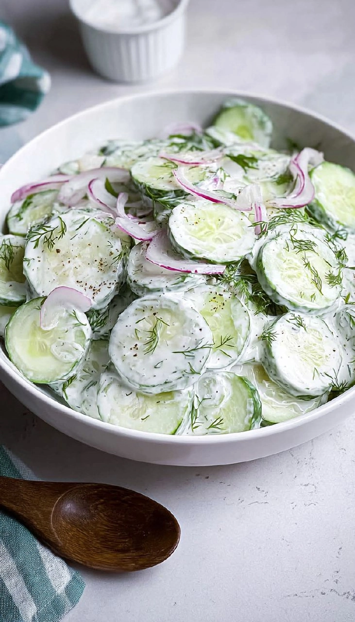 Creamy Cucumber Salad with Sour Cream & Dill 57 Creamy Cucumber Salad with Sour Cream & Dill