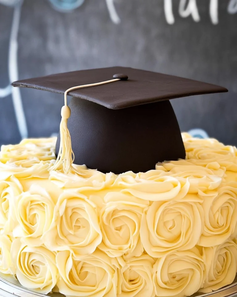 Elegant-Graduation-Cake-with-Fondant-Cap-Topper-Recipe