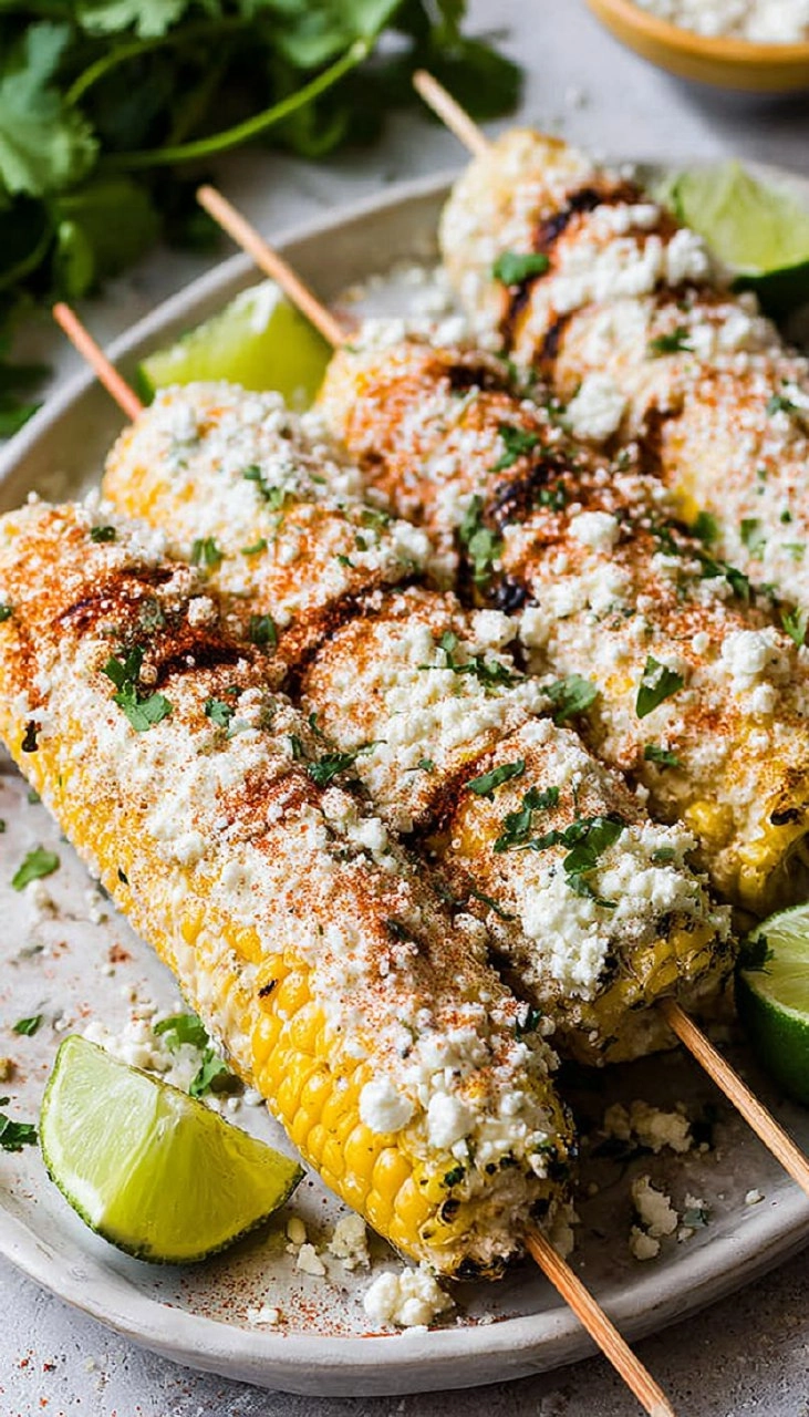 Elote | Grilled Mexican Street Corn with Cotija Cheese & Chili Lime