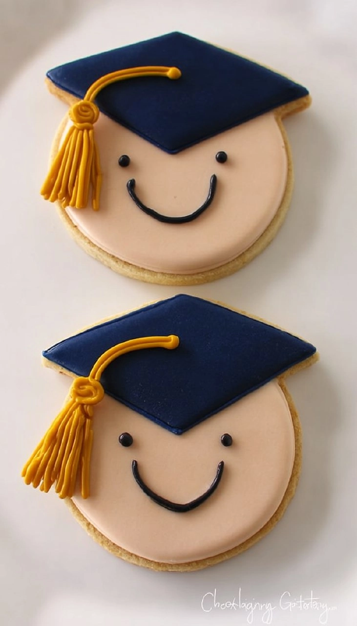 Graduation Cap & Diploma Sugar Cookies
