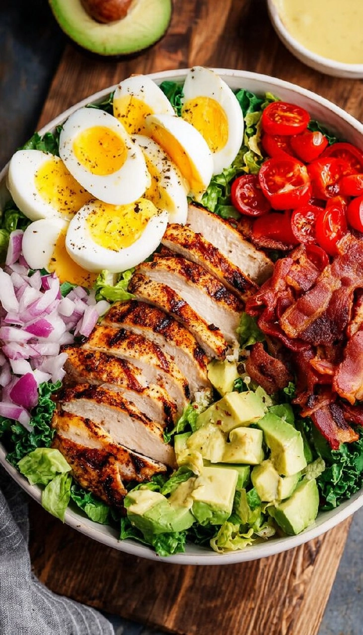 Healthy Grilled Chicken Cobb Salad with Honey Dijon Dressing