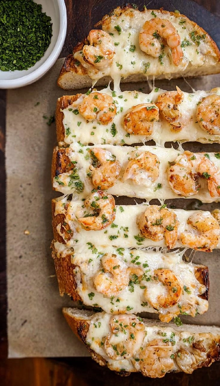 Shrimp Alfredo Garlic Bread 157 Shrimp Alfredo Garlic Bread