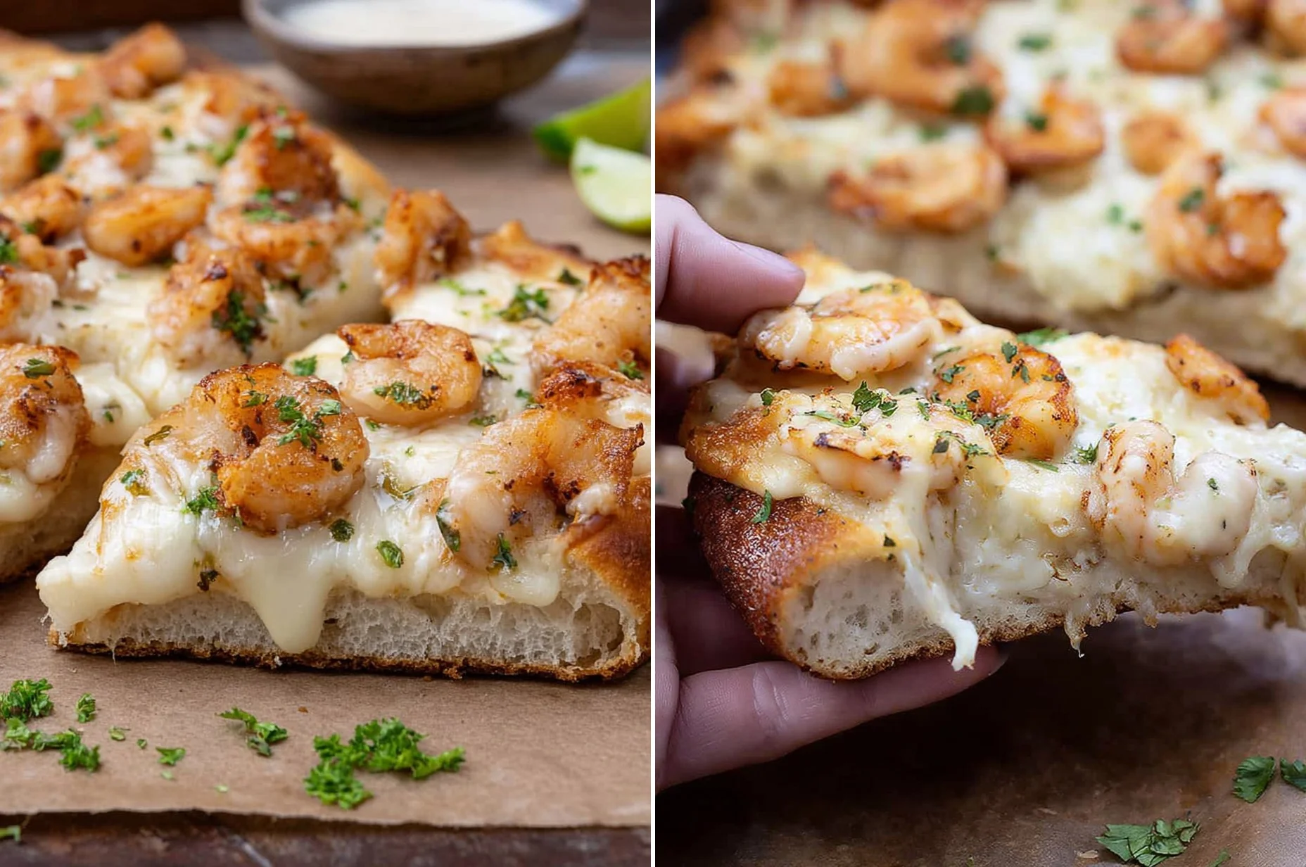 Shrimp Alfredo Garlic Bread 156 Shrimp Alfredo Garlic Bread