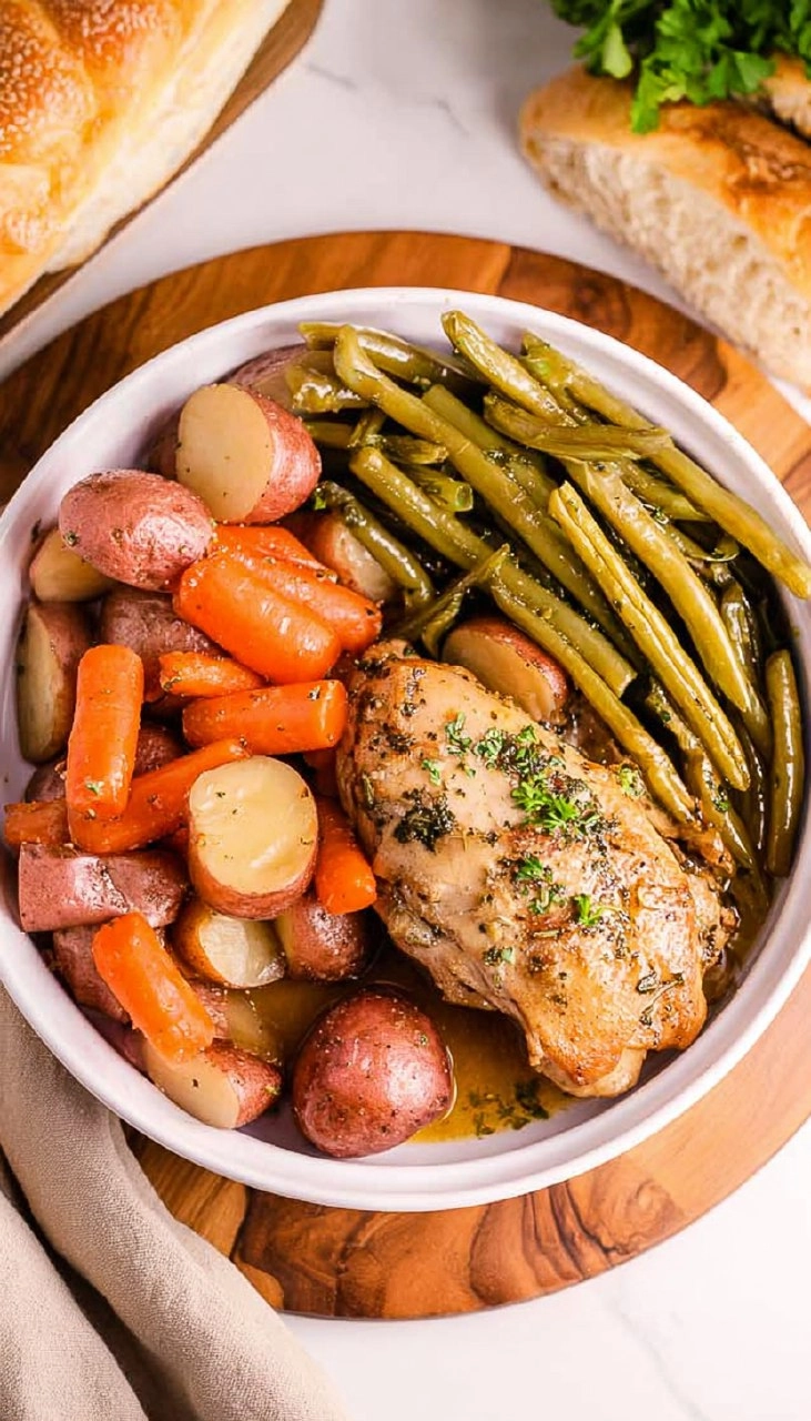 Slow Cooker Garlic Butter Chicken and Vegetables