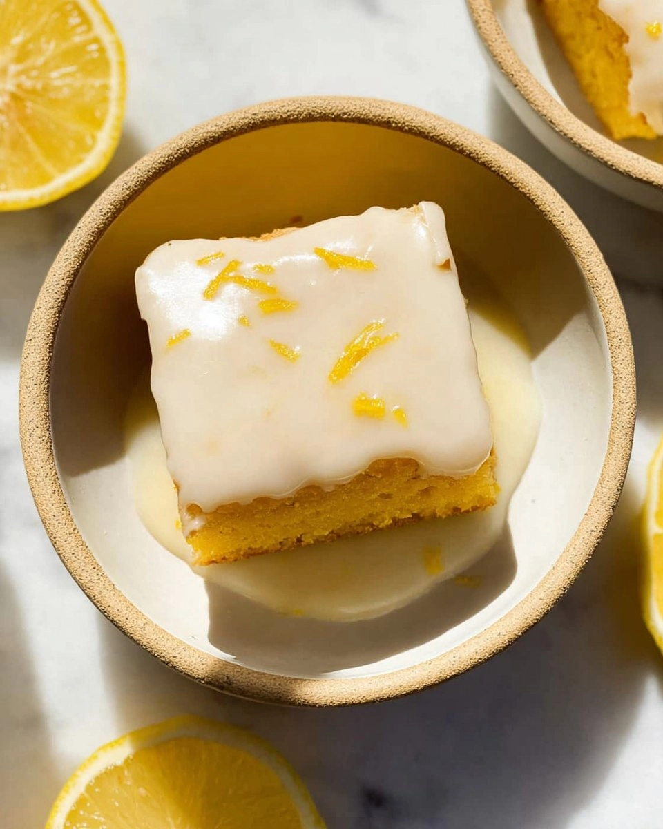 Soft and Bright Lemon Brownies with White Chocolate Glaze 114 Soft and Bright Lemon Brownies with White Chocolate Glaze