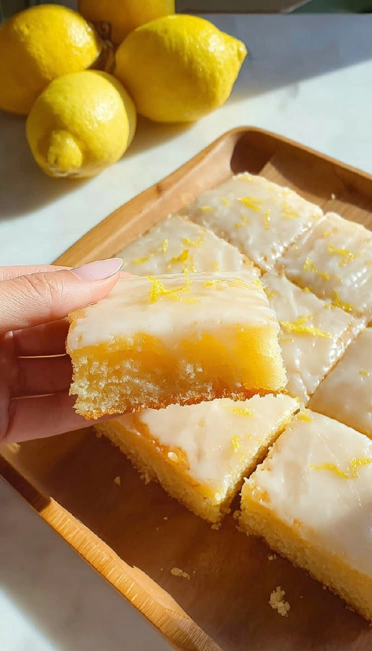 Soft and Bright Lemon Brownies with White Chocolate Glaze 115 Soft and Bright Lemon Brownies with White Chocolate Glaze