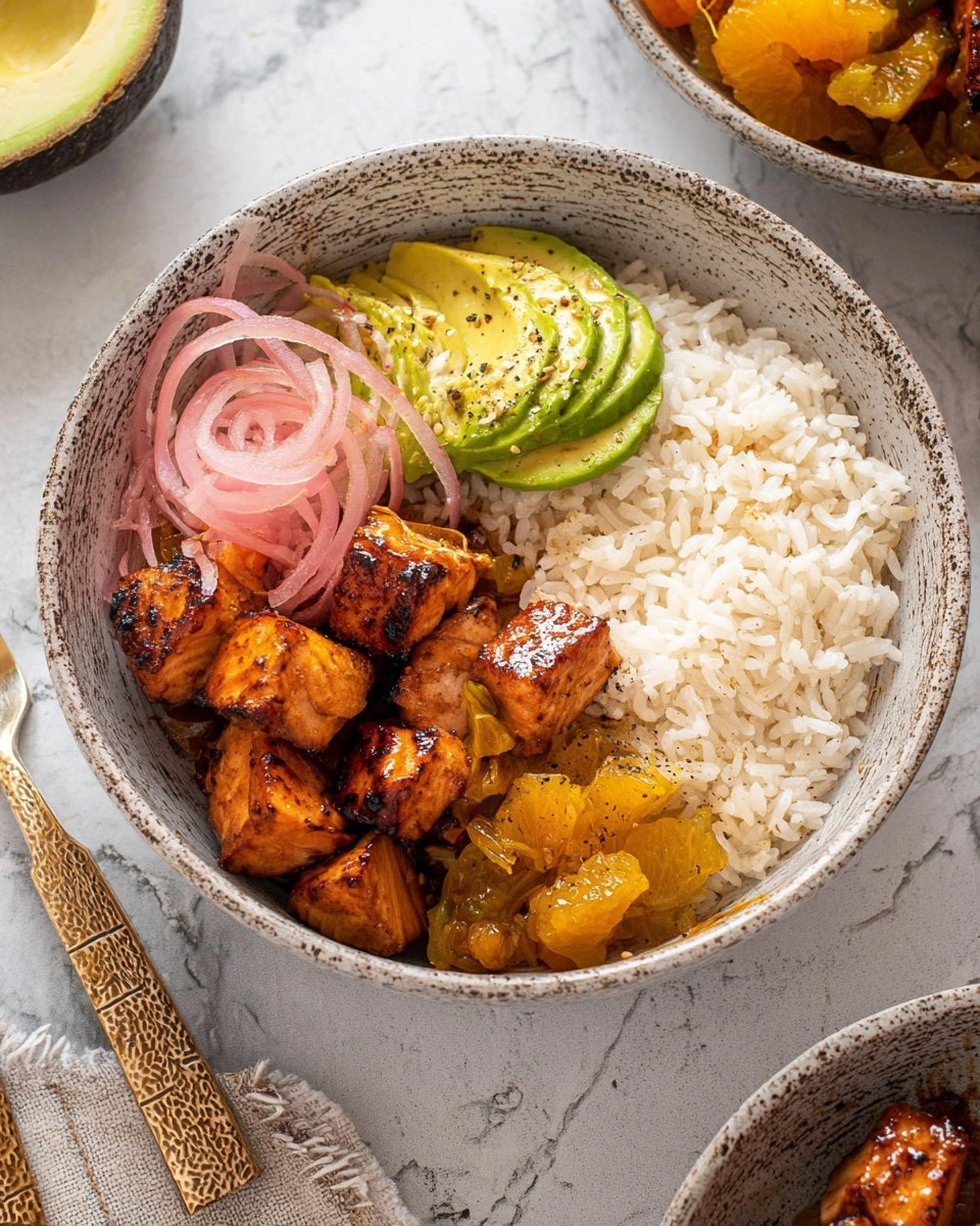 Sticky Orange Salmon Bowls.