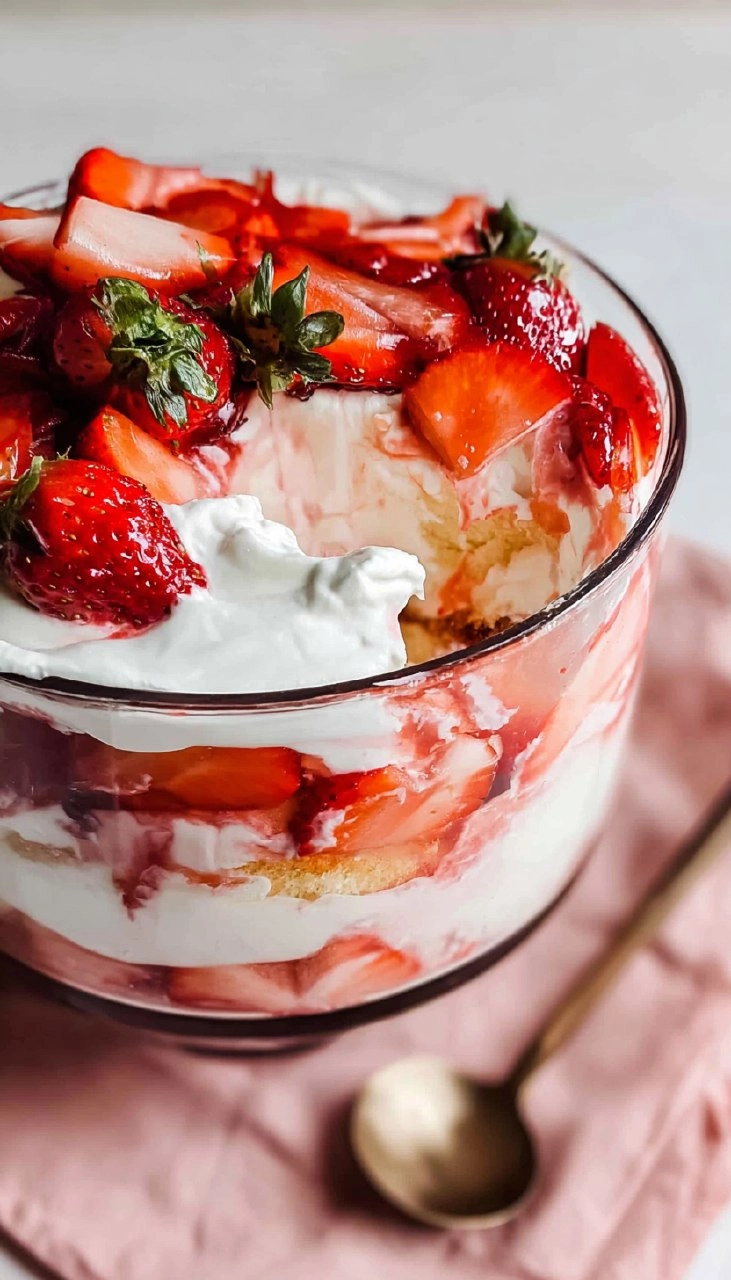 Strawberry Shortcake Trifle with Angel Food Cake