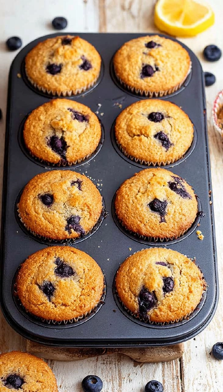 Almond Flour Lemon Blueberry Muffins (Paleo, Soft & Moist)