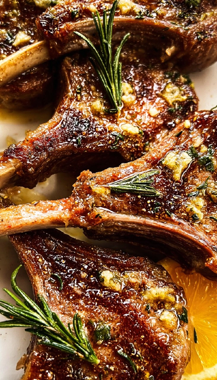Garlic Rosemary Lamb Chops with Lemon Butter