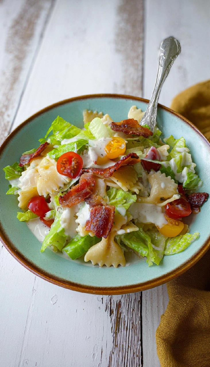 BLT Pasta Salad with Buttermilk Ranch Dressing 90 BLT Pasta Salad with Buttermilk Ranch Dressing