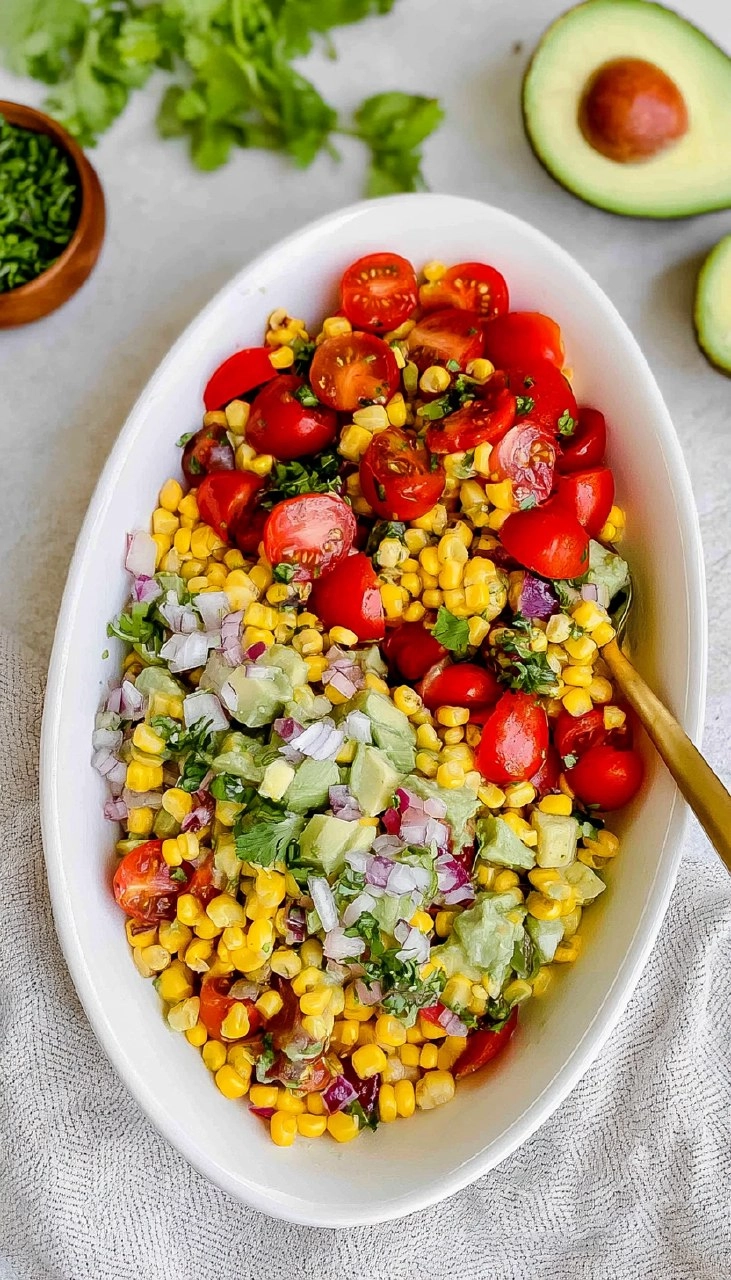 Corn Tomato Avocado Salad (with Cilantro Lime Vinaigrette)
