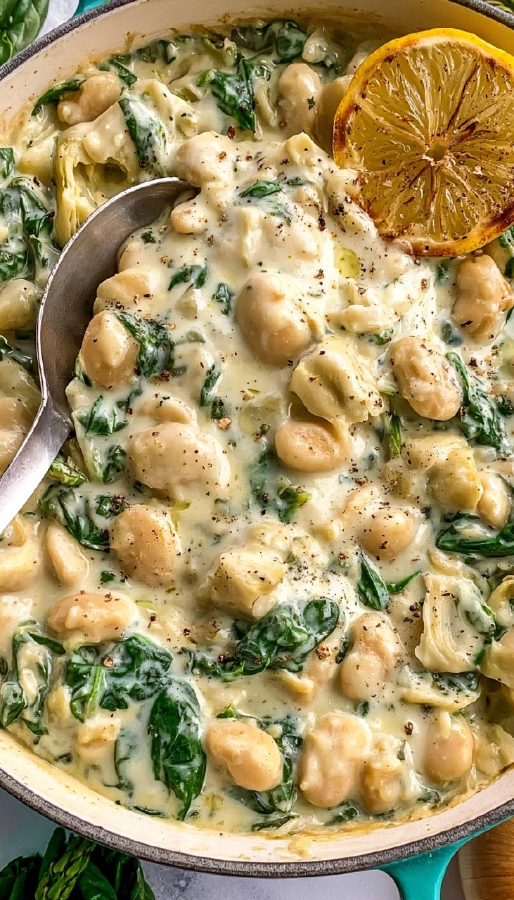 Creamy Spinach Artichoke Butter Beans