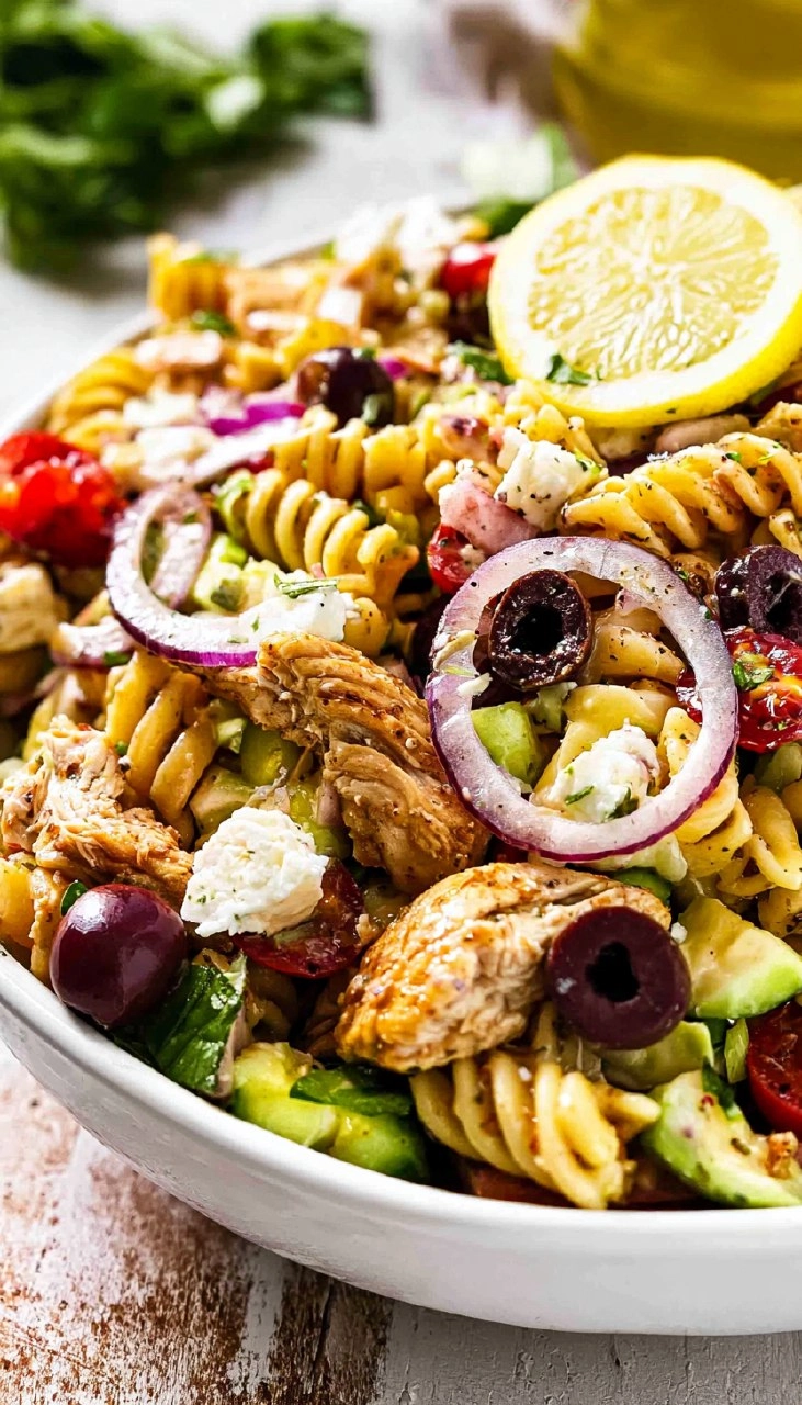 Greek Chicken Pasta Salad (Healthy, High Protein, Easy Meal Prep)