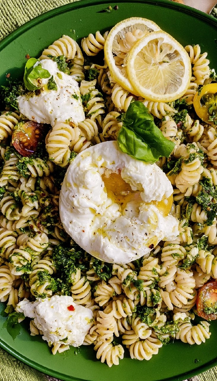 Lemon Herb Pasta Salad with Burrata