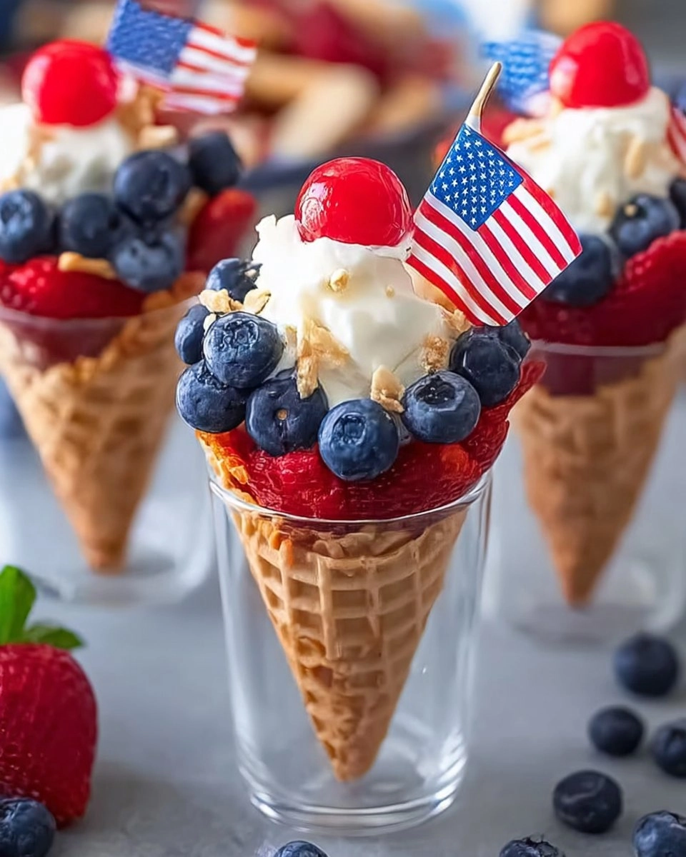 No-Bake 4th of July Patriotic Fruit Cones