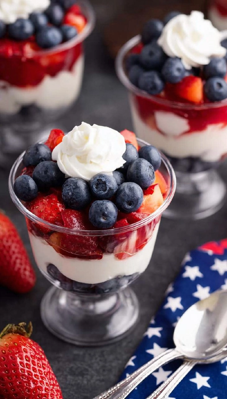 Red, White and Blue Fruit Cups