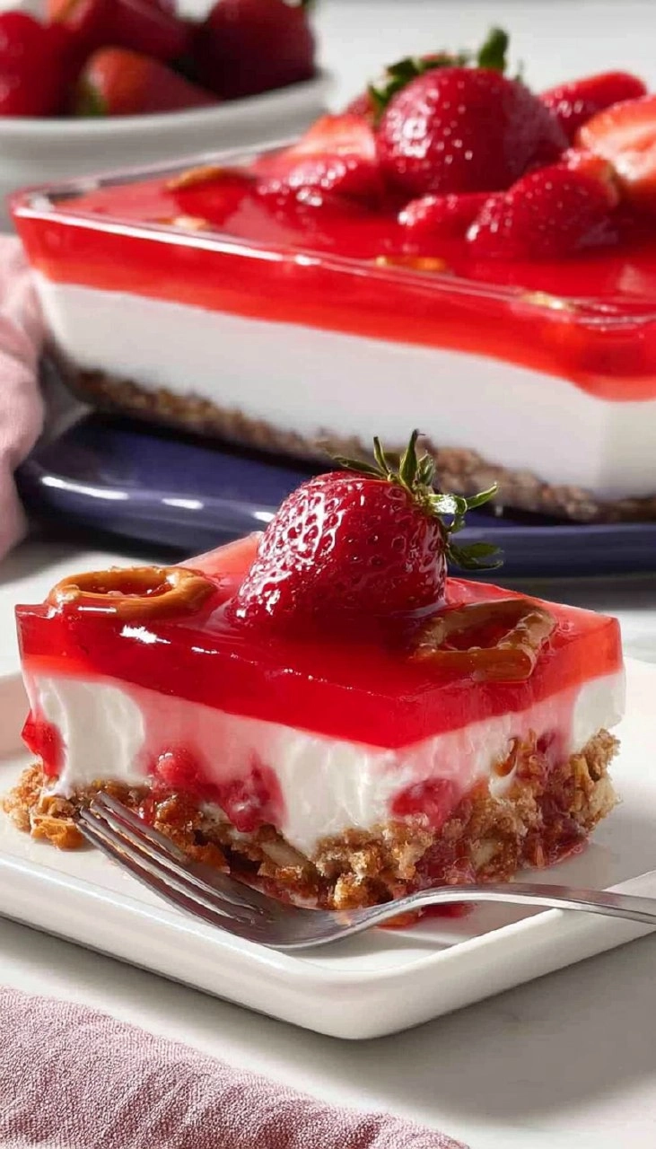 Strawberry Pretzel Salad | Sweet No-Bake Potluck Dessert