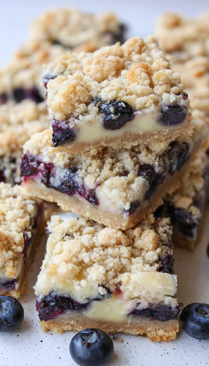 Blueberry Crumble Cheesecake Bars