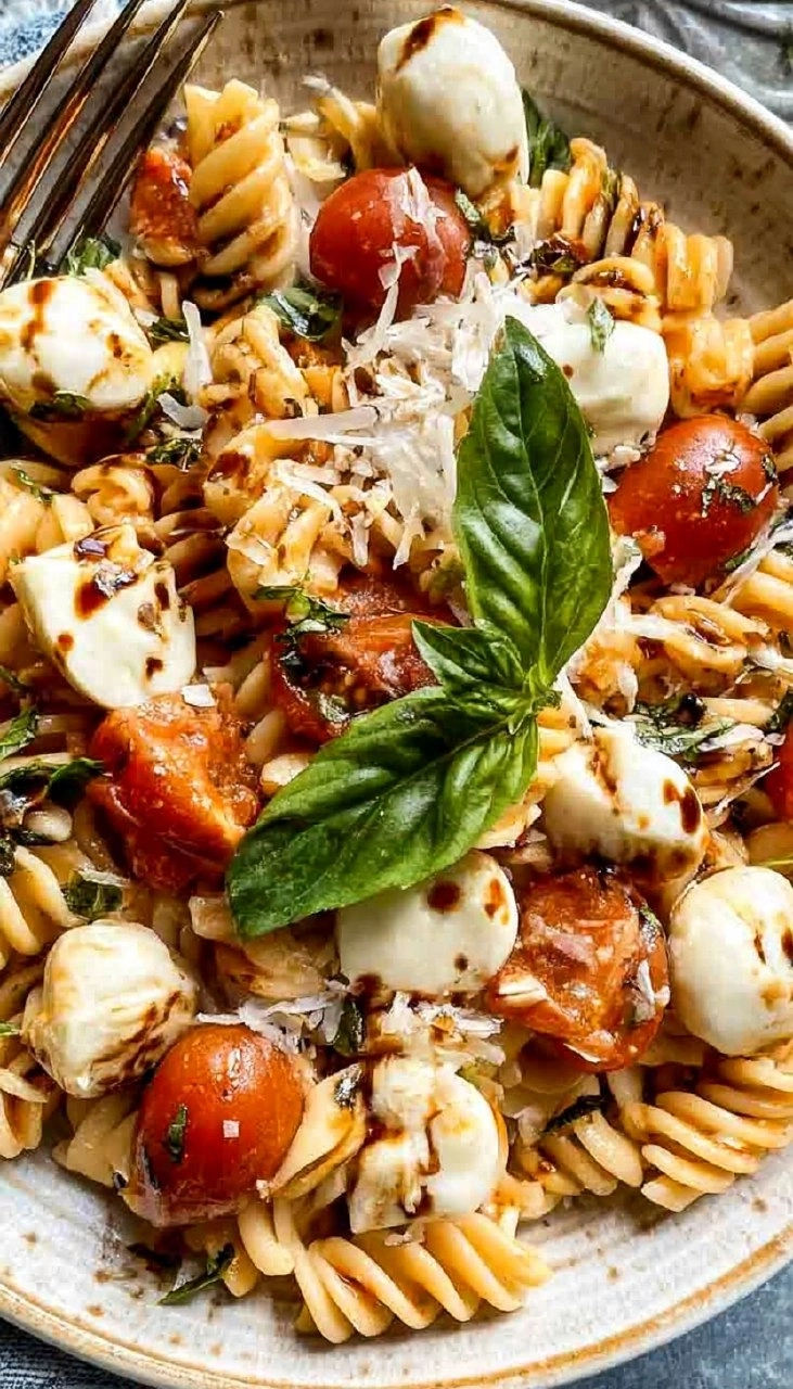 Caprese Pasta (Easy Tomato Mozzarella Pasta)