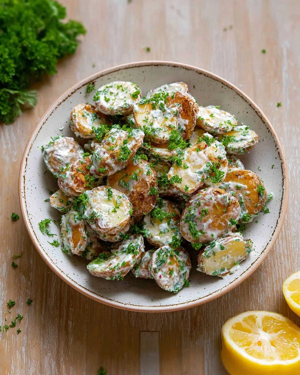 Crispy Potato Salad with Creamy Herb Yogurt Dressing