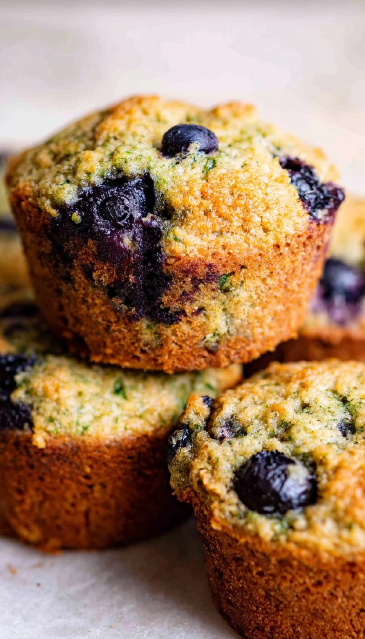Healthy Blueberry Zucchini Muffins (Gluten Free, Paleo, Almond Flour)