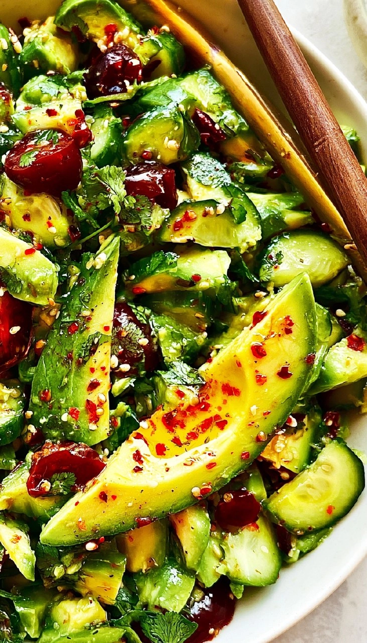 Smashed Cucumber Avocado Salad