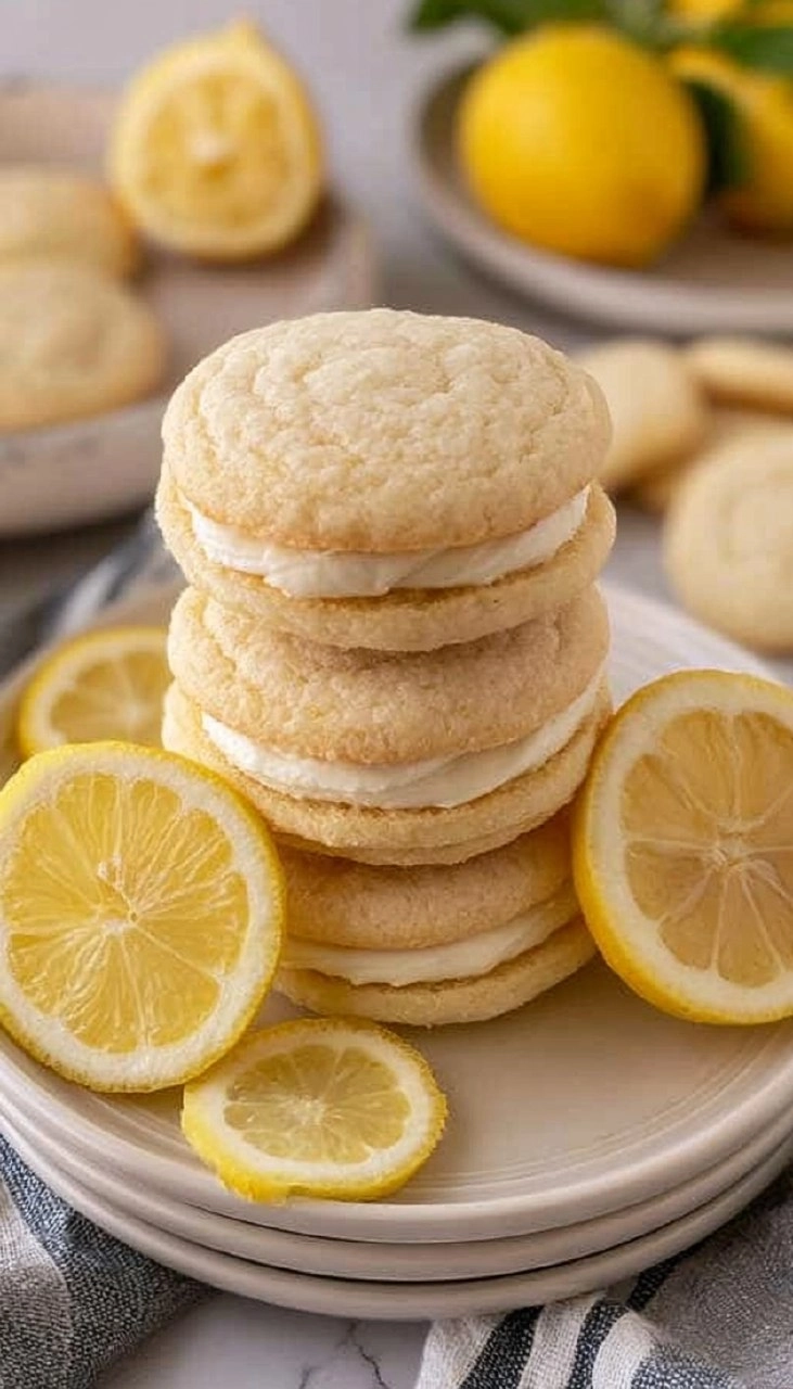 Soft and Chewy Lemon Sandwich Cookies with Cream Cheese Frosting