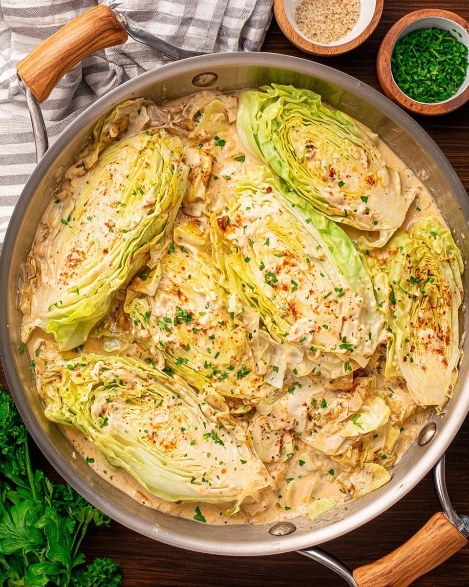 Creamy Garlic Parmesan Cabbage (Low Carb Skillet Recipe)