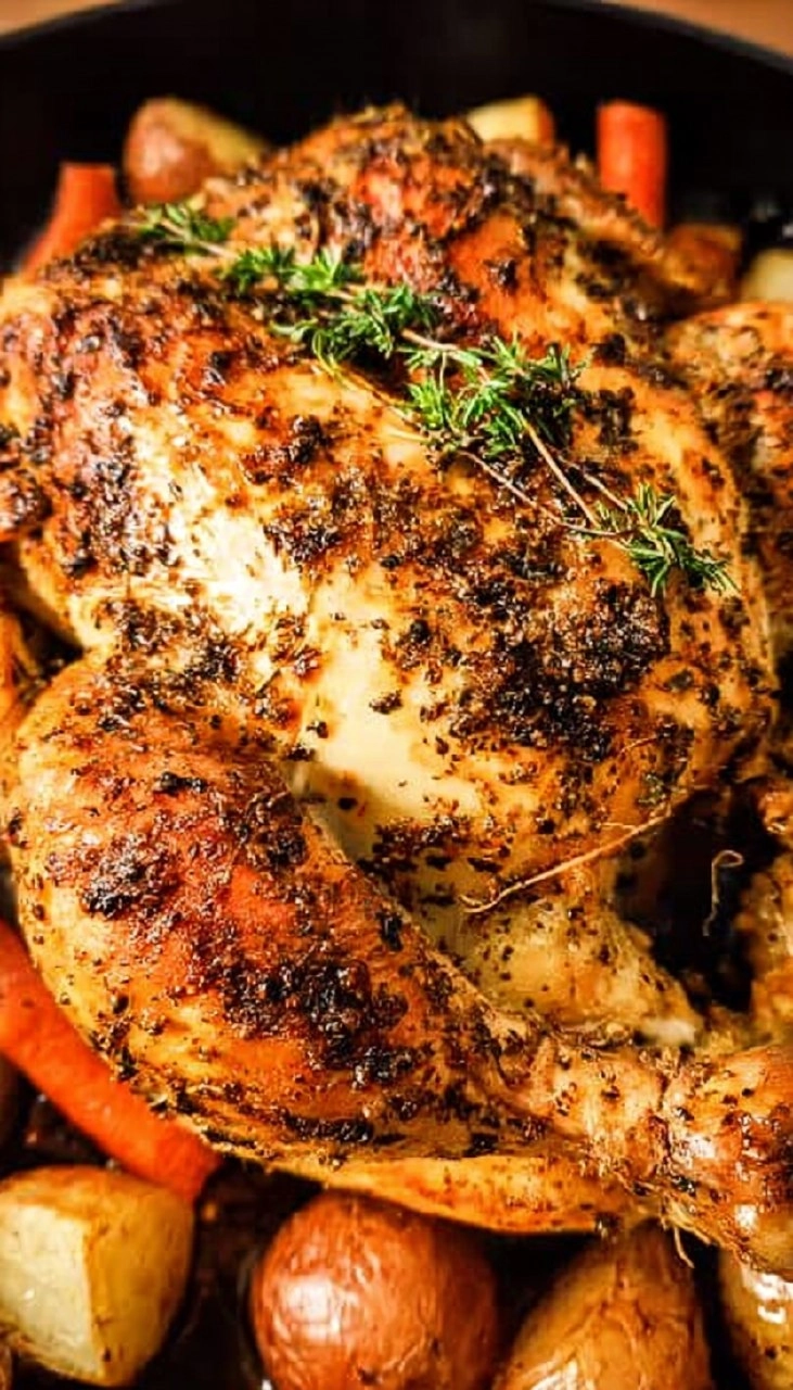 Easy Whole Roast Chicken (Crispy Skin + Juicy Inside)
