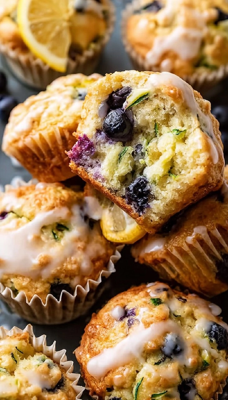 Lemon Blueberry Zucchini Muffins
