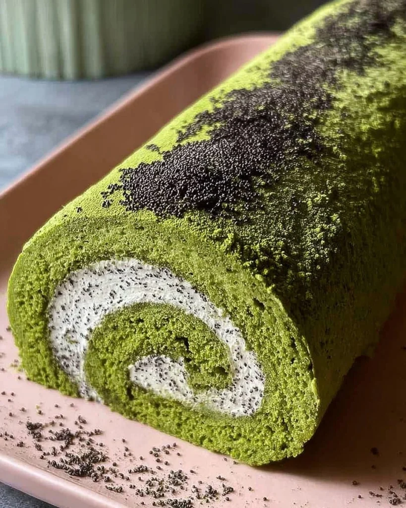 Matcha-Swiss-Roll-Cake-with-Black-Sesame-Mousse-Recipe