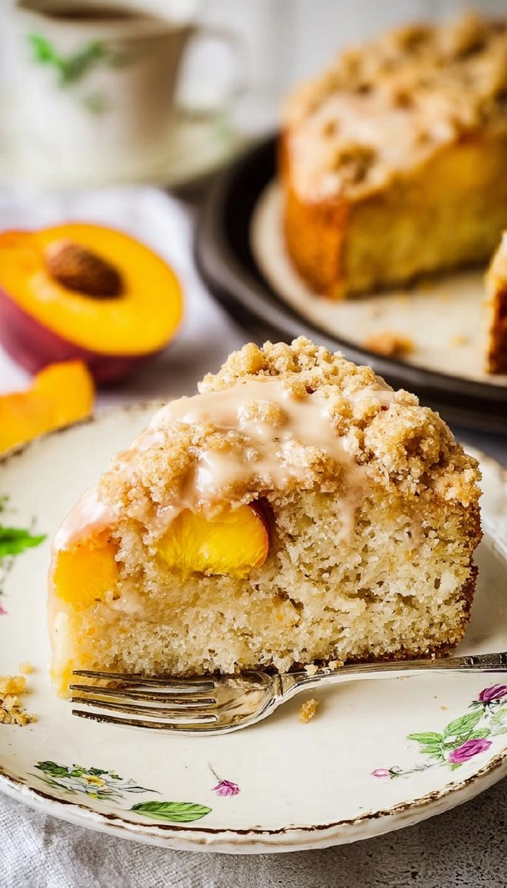 Peach Ricotta Cake with Brown Butter Streusel